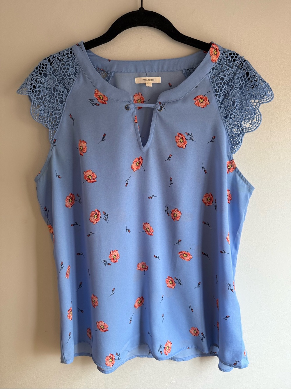 Maurices Light Blue Floral Lace Cap Sleeve Camisole